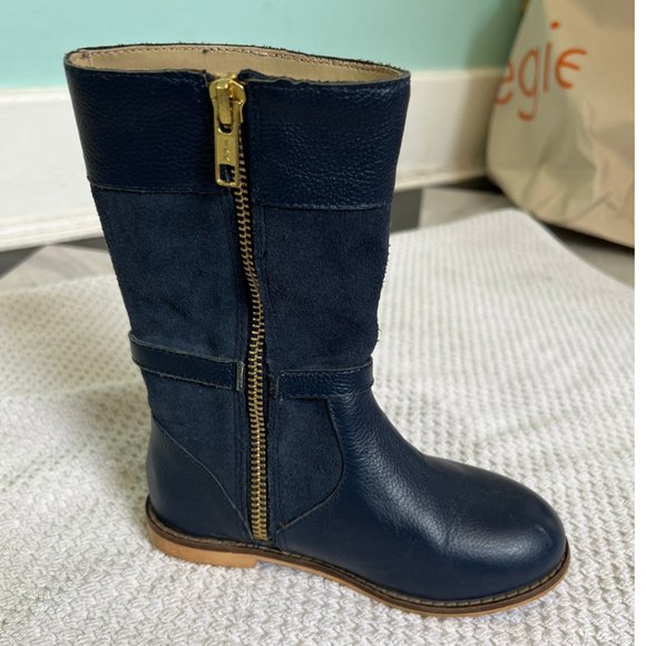 JANIE & JACK Navy Blue Suede zip up knee boots Size 24/25 EU 8/8.5US - Picture 4 of 7